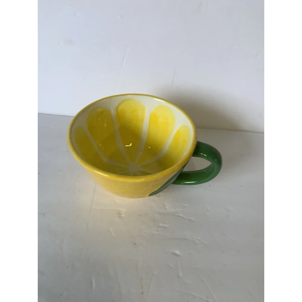Lemon Shape Ceramic Nesting Measuring Cups (Set of 4) Bonus Coffee Mug Tea Cup